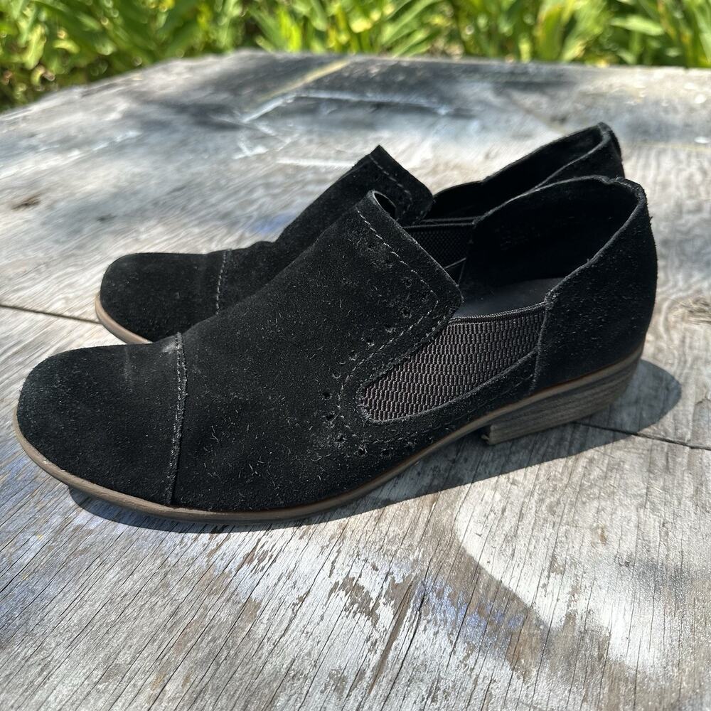 KORKS Gertrude Black Suede Leather Slip On Shoes Block Heel Women's 9.5 970